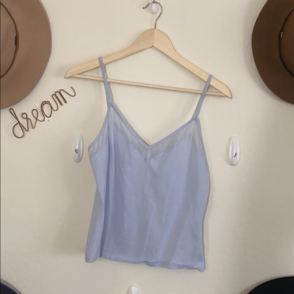 Full Tilt blue v neck cropped tank w/mesh